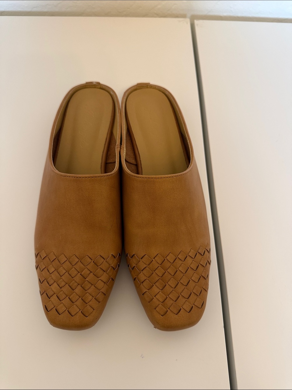 Tan Woven-Toe Slip-On Mules for Women